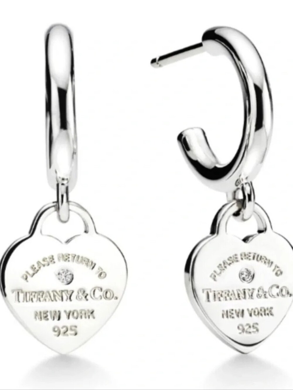 NWOT Return to Tiffany Hoop Earrings Sterling Silver Diamonds Mini